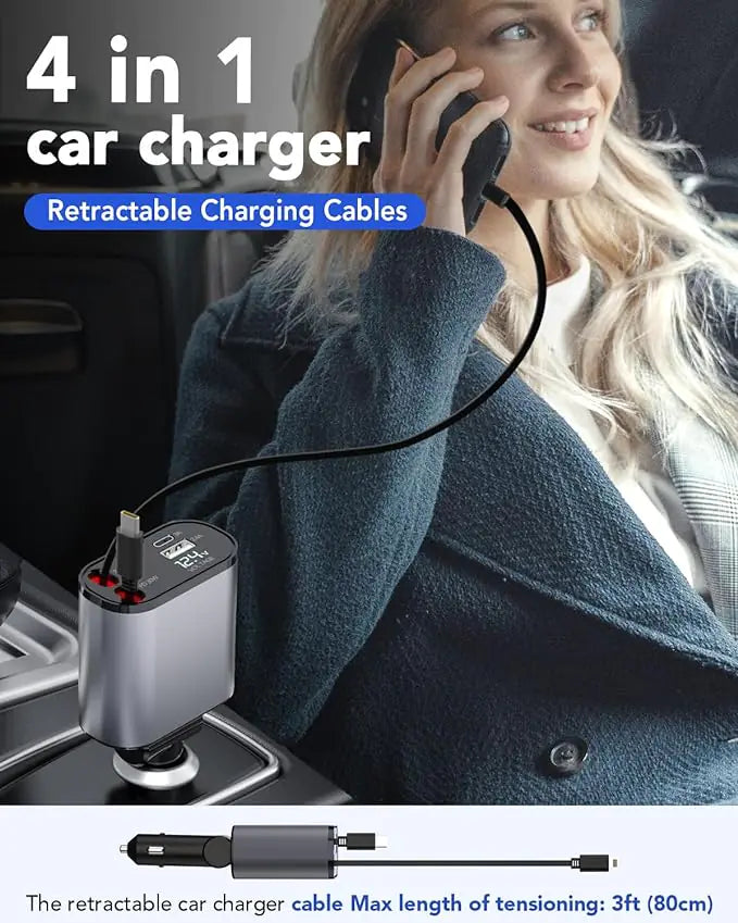 4 IN 1 Retractable Car Charger