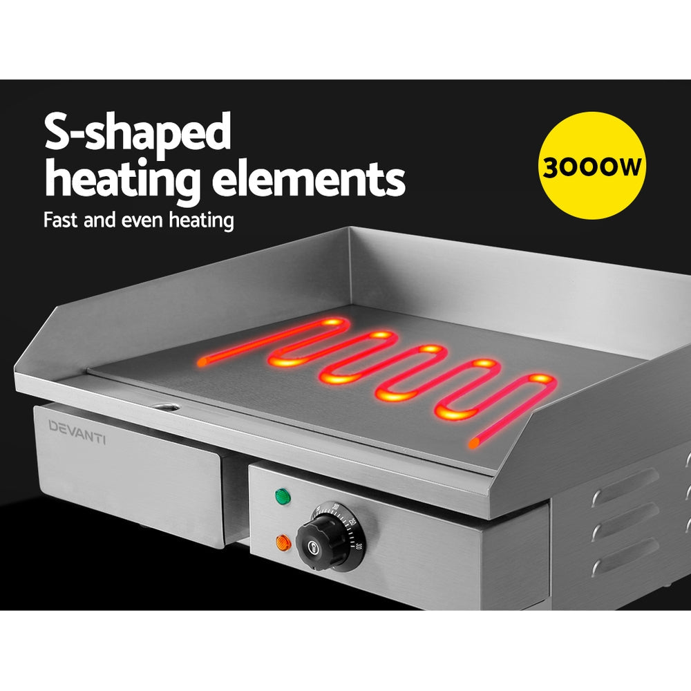 Devanti Commercial Electric Griddle BBQ Grill Pan Hot Plate Stainless