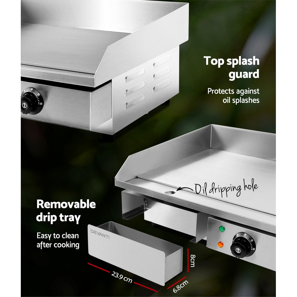 Devanti Commercial Electric Griddle BBQ Grill Pan Hot Plate Stainless