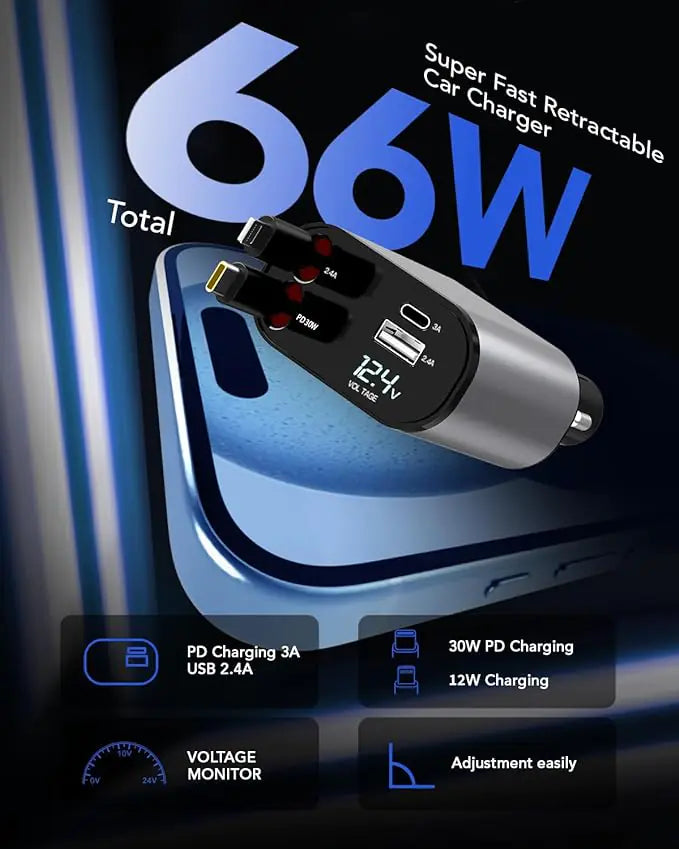 4 IN 1 Retractable Car Charger