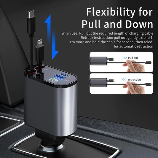4 IN 1 Retractable Car Charger